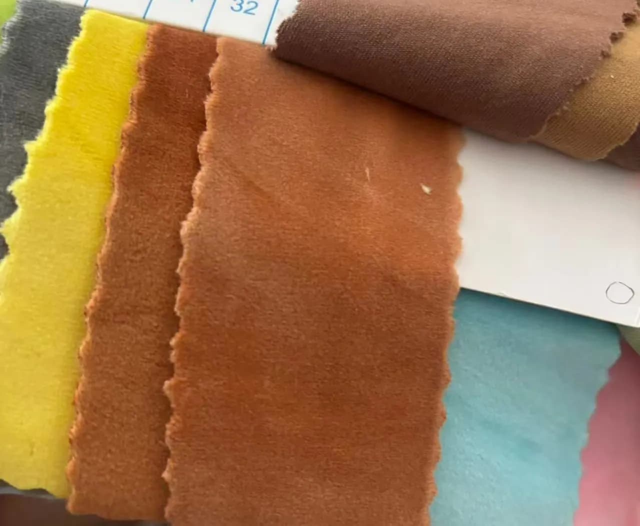 Long-pile and short-pile fabric swatches laid side by side